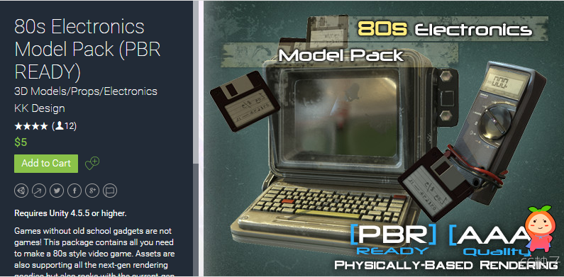 80s Electronics Model Pack (PBR READY) v2 unity3d asset U3D插件模型，Unity3d教程