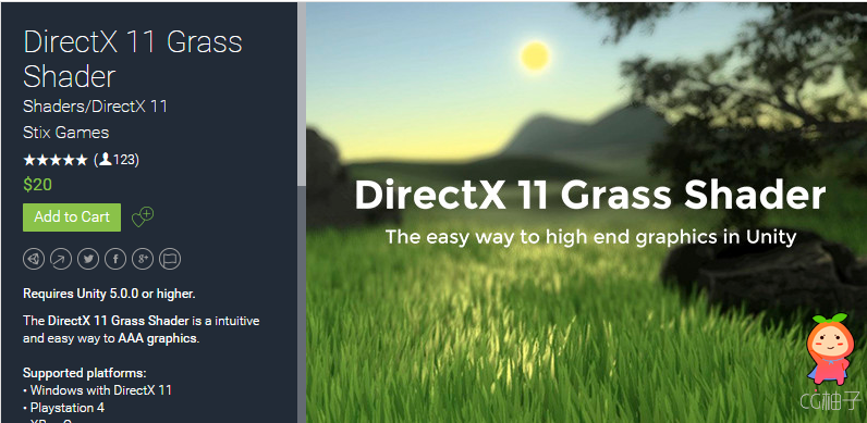 DirectX 11 Grass Shader 1.5.1 unity3d asset unitypackage插件 U3D论坛