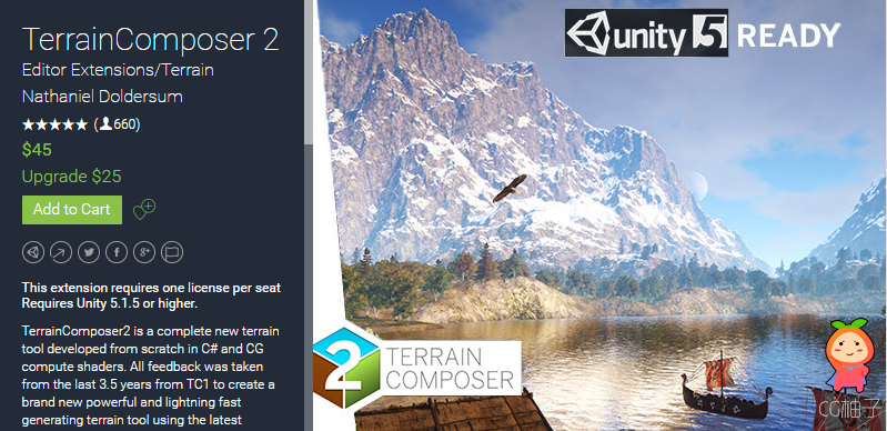 TerrainComposer 2 v2.32 (u5) unity3d asset unity3d编辑器 U3D插件模型