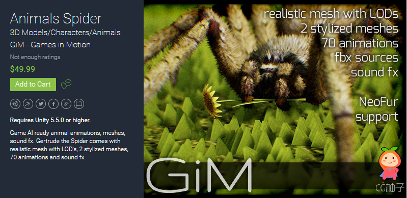 Animals Spider 1.0 unity3d asset unit3d插件官网，unitypackage插件