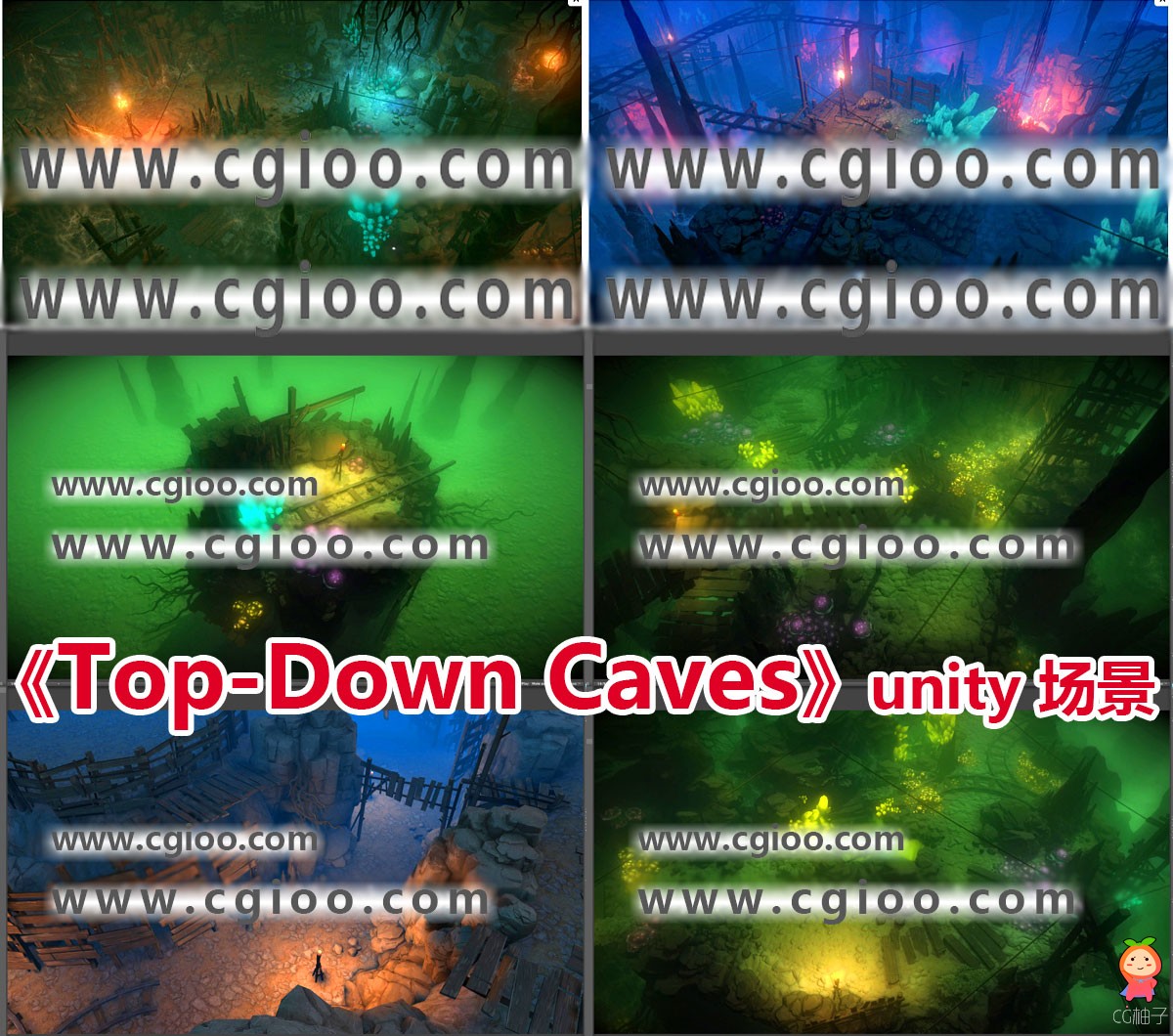 《Top - down caves》unity3D场景，3D场景模型资源unitypackage下载