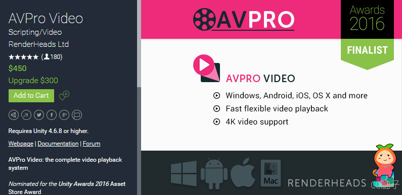 AVPro Video 1.5.12 unity3d asset Unitypackage插件 ios开发