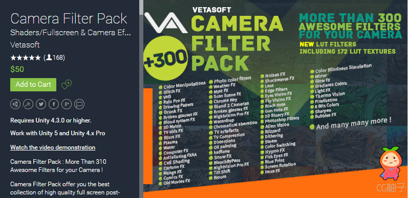 Camera Filter Pack 3.1.0 unity3d asset unitypackage插件 ios开发