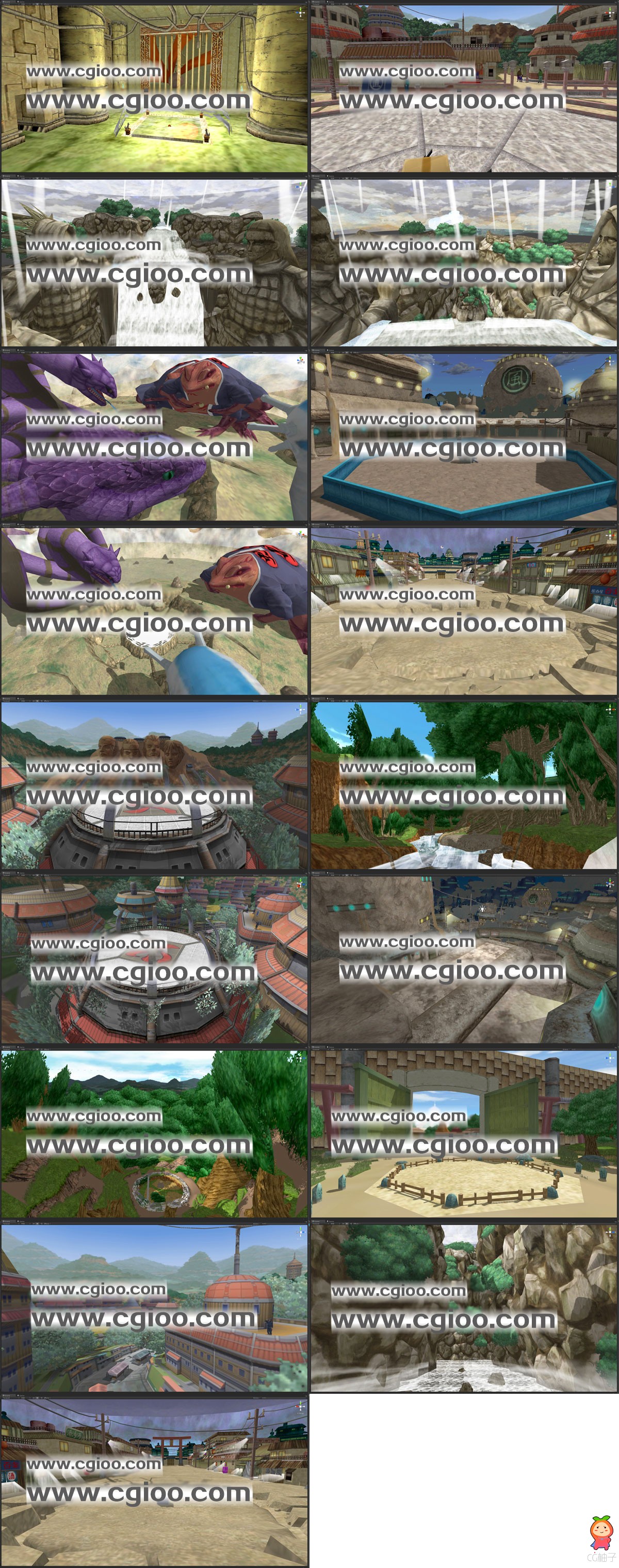 《火影忍者疾风传》20张游戏场景模型，3dmax，unity3d下载
