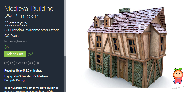 Medieval Building 29 Pumpkin Cottage 1.0 unity3d asset Unity3d插件下载，unitypackage插件。