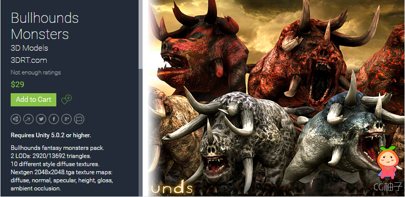 Bullhounds Monsters 1.0 unity3d asset U3D插件官网 ios开发