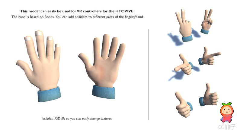 VR Cartoon Hand 1.3 unity3d asset Unity3d模型 U3D插件论坛