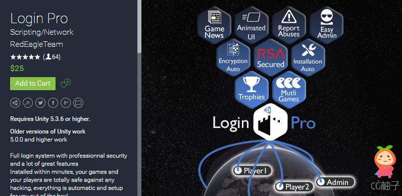 Login Account ProSecure 6.5 unity3d asset unity3d下载 U3D插件