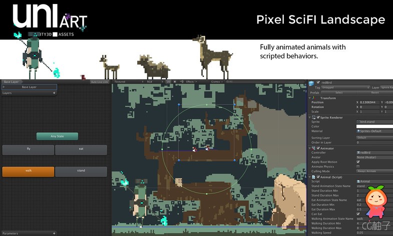 UniArt Pixel SciFi Landscape 1.0.0 unity3d asset unity插件 ios开发