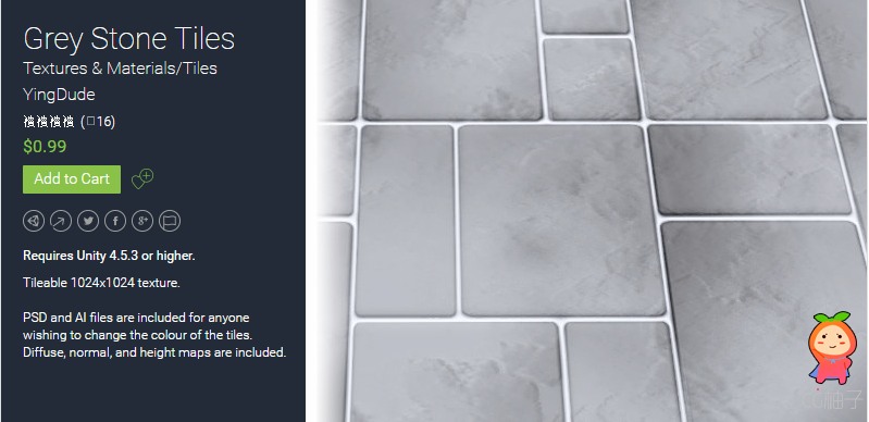 Grey Stone Tiles Initial unity3d asset Unity3d插件官网 unity论坛