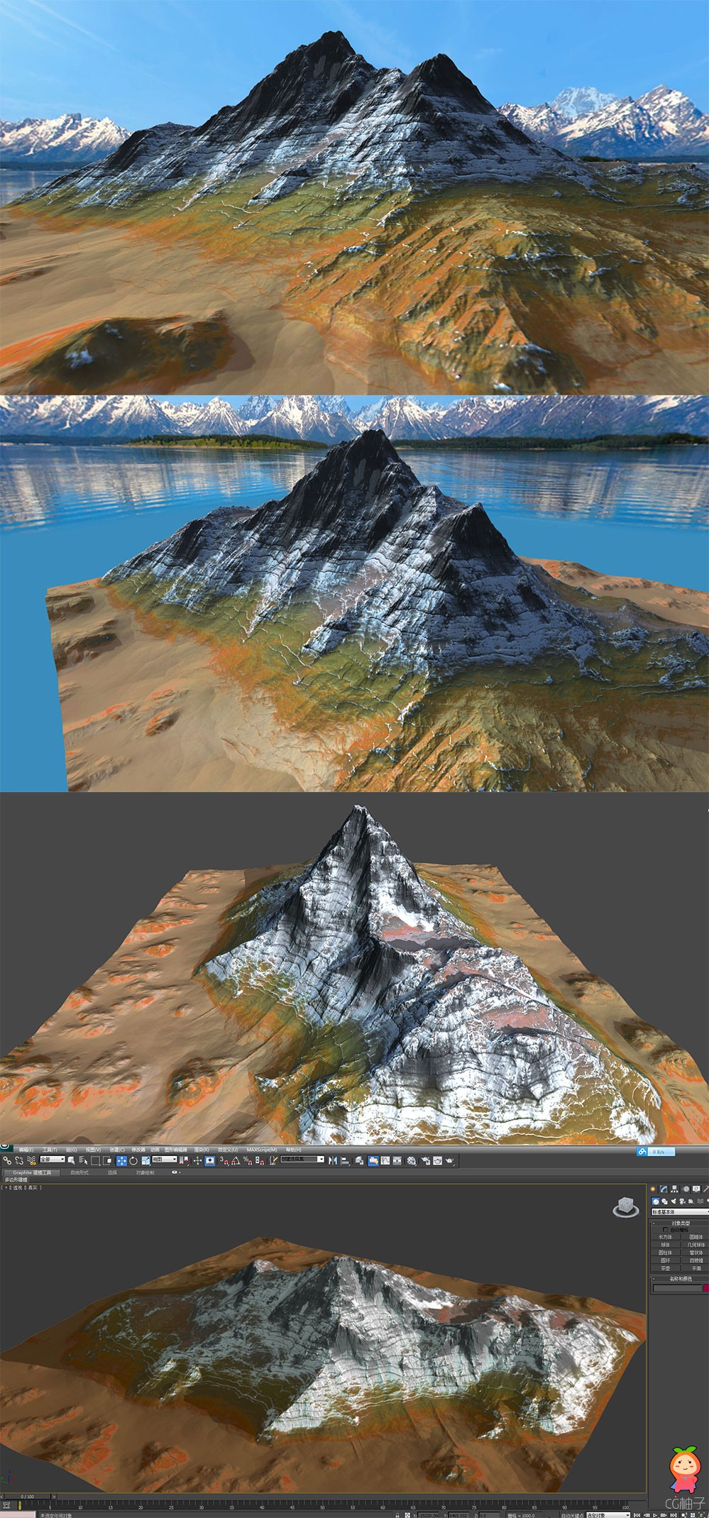 免费分享超写实精细的山体模型 雪山场景 地形 珠峰 山场景
