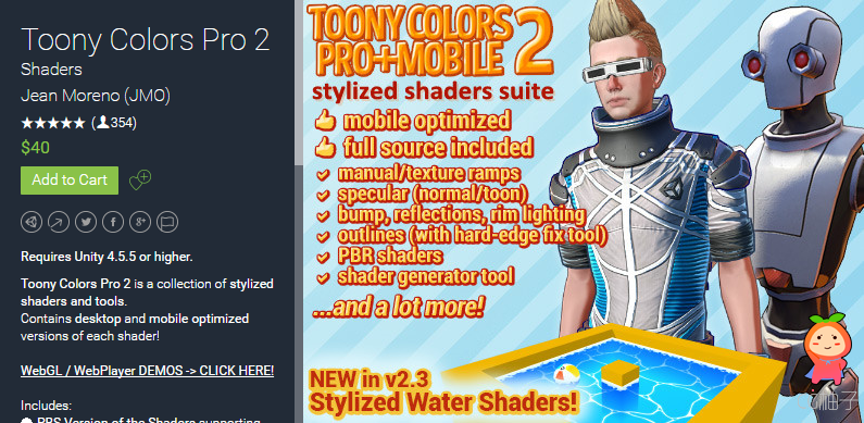 Requires Unity 4.5.5 or higher. Toony Colors Pro 2 is a collection of stylized shaders and tools. Co ...