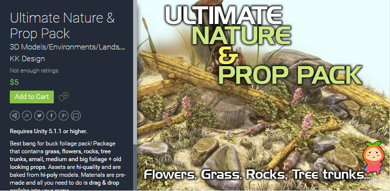 Ultimate Nature & Prop Pack 1.0 unity3d asset U3D插件模型 ios开发