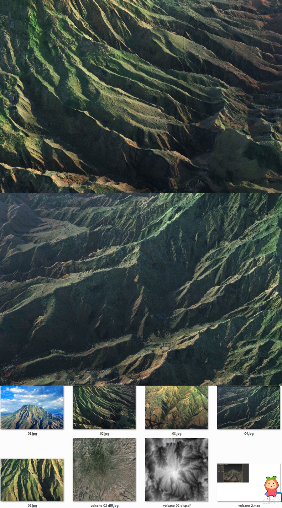 大山场景模型，蓝天深山，茂密的大山场景，3D美术资源