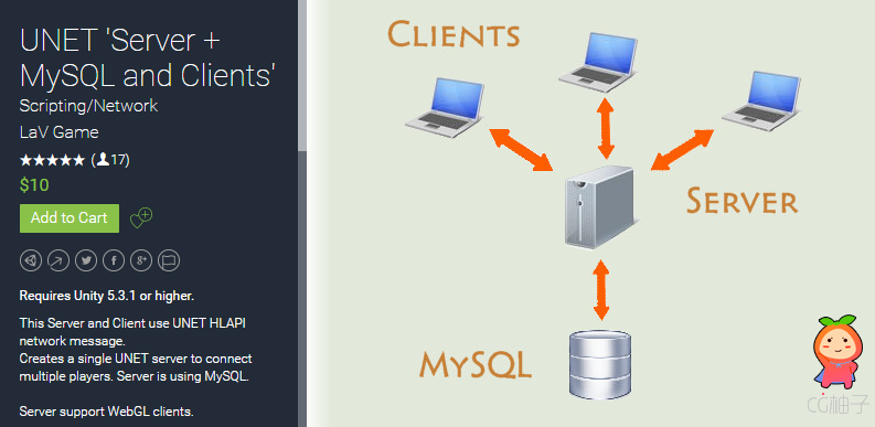 UNET 'Server + MySQL and Clients' 3.1.8 unity3d asset Unity3d教程，Unity3d编辑器下载