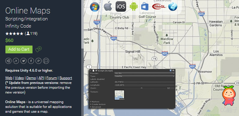 Online Maps 2.5.6 unity3d asset unity3d插件下载 Unity3d教程