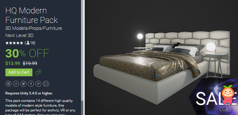 HQ Modern Furniture Pack 1.0 unity3d asset U3D插件模型 unity3d官网