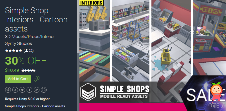 Simple Shop Interiors - Cartoon assets 1.0.1 unity3d asset U3D插件模型，Unity3d插件论坛