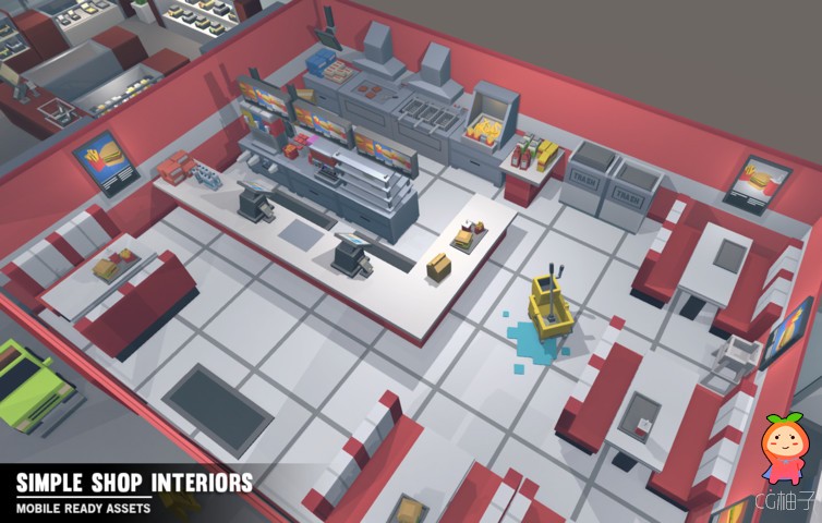 Simple Shop Interiors - Cartoon assets 1.0.1 unity3d asset U3D插件模型，Unity3d插件论坛