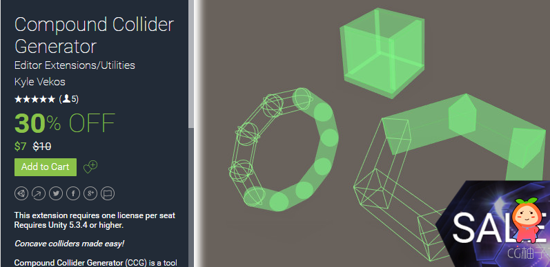 Compound Collider Generator 1.1 unity3d asset unity3d编辑器免费下载，Unity3d插件论坛