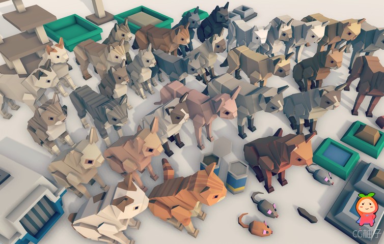 Simple Cats - Cartoon Animals 1.0 unity3d asset U3D插件模型 ios开发