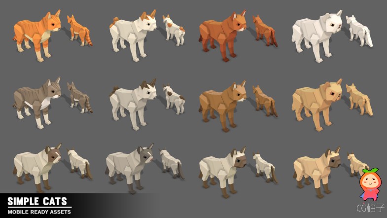 Simple Cats - Cartoon Animals 1.0 unity3d asset U3D插件模型 ios开发