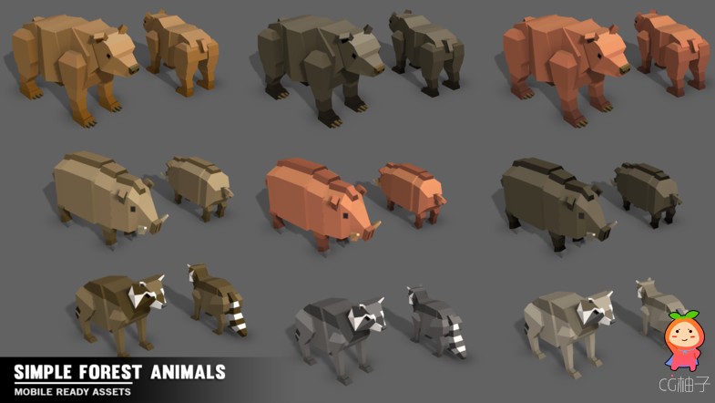 Simple Forest Animals - Cartoon Assets 1.01 unity3d asset Unity3d插件模型，U3D插件模型