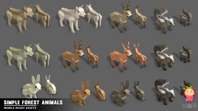 Simple Forest Animals - Cartoon Assets 1.01 unity3d asset Unity3d插件模型，U3D插件模型