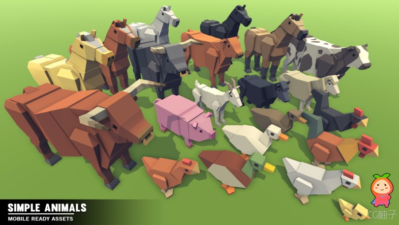 Simple Farm Animals - Cartoon Assets 1.0 unity3d asset U3D插件模型 unity3d