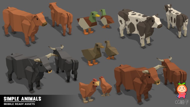 Simple Farm Animals - Cartoon Assets 1.0 unity3d asset U3D插件模型 unity3d