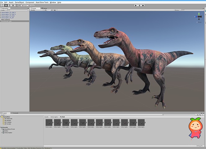 Dinosaur - Velociraptor 1.0 2016-7-15 unity3d asset U3D插件模型 ios开发