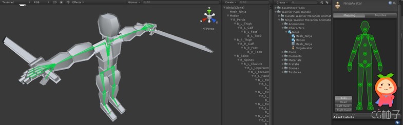 Ninja Warrior Mecanim Animation Pack 1.1 unity3d asset Unity3d插件 unitypackage插件下载。