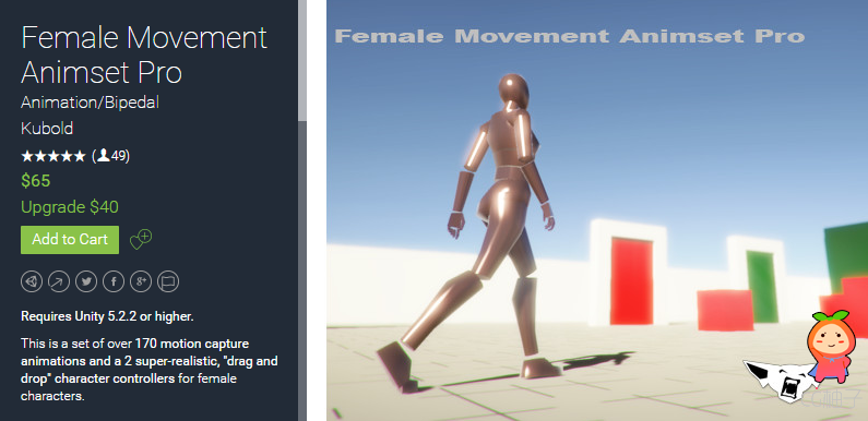 Female Movement Animset Pro 1.01 unity3d asset unity编辑器 U3D插件
