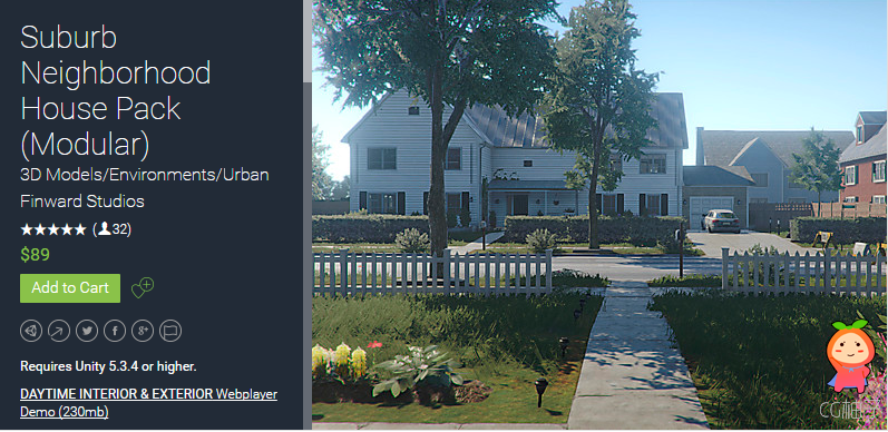 Suburb Neighborhood House Pack (Modular) 1.0 unity3d asset U3D模型 ios开发