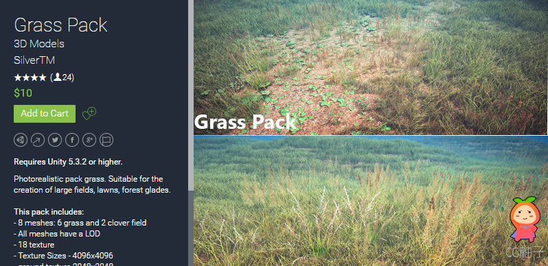 Grass Pack 1.2 unity3d asset U3D插件模型 Unity3d shader下载