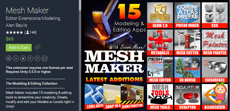 Mesh Maker 2.8.1 unity3d asset Unity3d编辑器 Unity3d官网