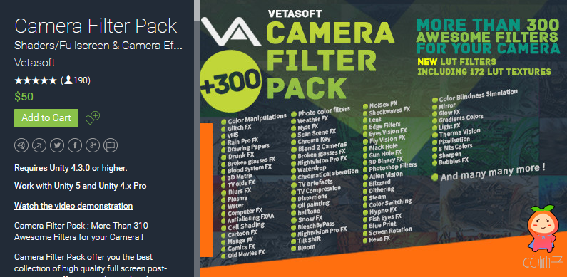 Camera Filter Pack 3.1.6 unity3d asset Unity3d教程 unity3d编辑器下载