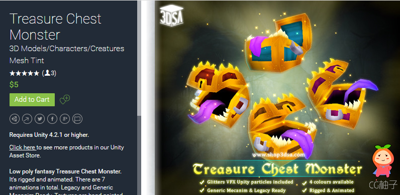 Treasure Chest Monster 1.0 unity3d asset Unity3d插件下载 U3D插件官网