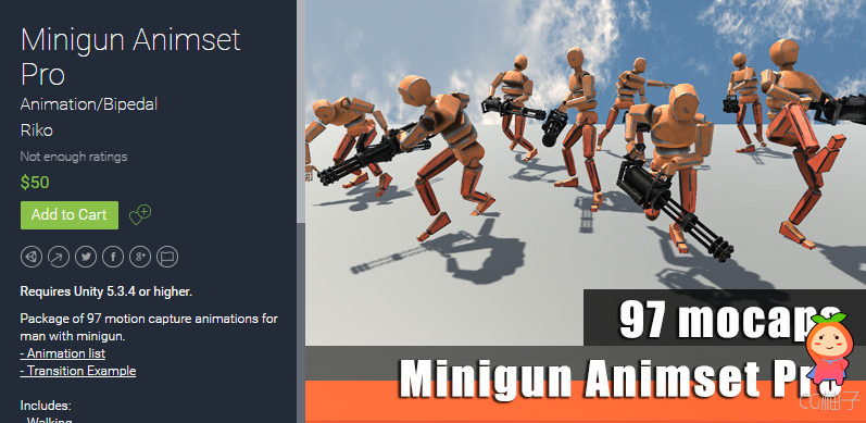 Minigun Animset Pro 1.1 unity3d asset Unity3d插件官网 ios开发