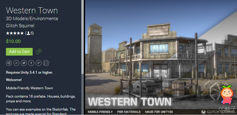 Western Town 1.1 unity3d asset U3D插件模型 unity3d教程