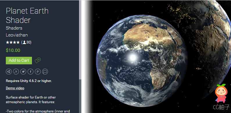  Planet Earth Shader 1.11 unity3d asset Unity3d插件下载 unity论坛
