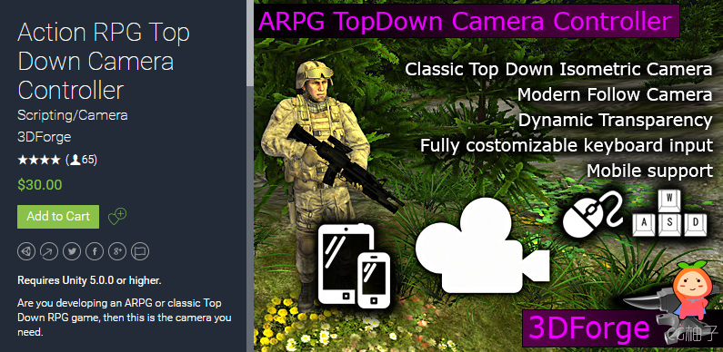 Action RPG Top Down Camera Controller 1.7 unity3d asset Unity3d插件 unity3D