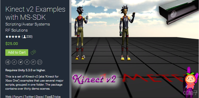 Kinect v2 Examples with MS-SDK 2.13 unity3d asset Unity3d插件下载 Unity3d官网