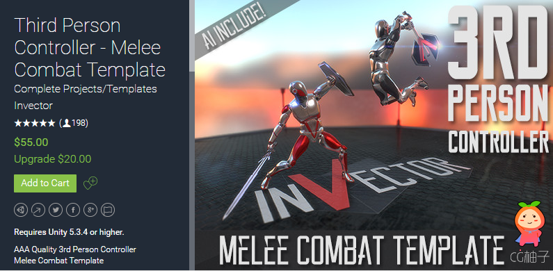 Third Person Controller - Melee Combat Template 2.2c unity3d asset U3d编辑器,Unity3d官网