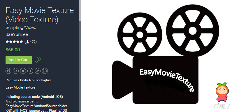 Easy Movie Texture Video Texture3.5.4 unity3d官网 Unity3d编辑器