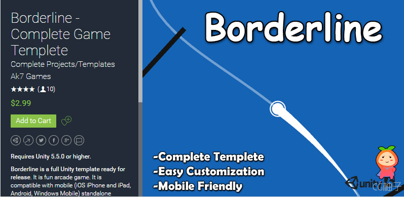Borderline - Complete Game Templete 2017-4-23 unity3d asset U3D插件下载，Unity3d官网。