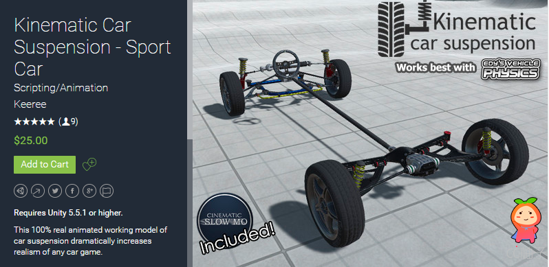 Kinematic Car Suspension - Sport Car 1.2.1 unity3d asset U3D插件 ios开发