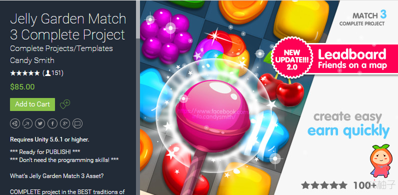 Jelly Garden Match 3 Complete Project 2.1.3 unity3d asset unity3d模型 Unitypackage官网