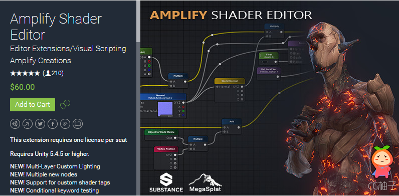 Amplify Shader Editor 1.2.0 unity3d asset unity编辑器 Unitypackage插件