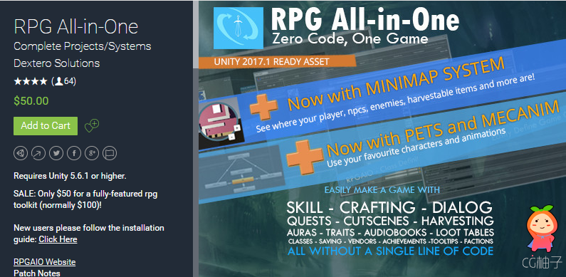 RPG All-in-One 1.3.0 unity3d asset unitypackage插件官网 unity3d shader下载